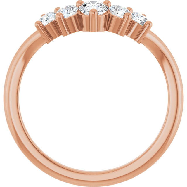 14K Gold Round Natural Diamond Contour Band – 4x3mm - Rose Gold - view 2