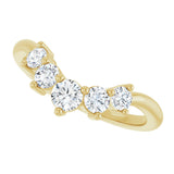 14K Gold Round Natural Diamond Contour Band – 4x3mm - Yellow Gold - view 5