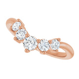 14K Gold Round Natural Diamond Contour Band – 4x3mm - Rose Gold - view 5