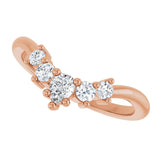 14K Gold Round Natural Diamond Contour Band – 4x3mm - Rose Gold - view 5