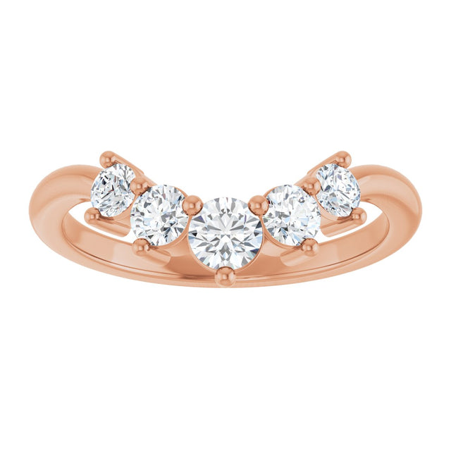 14K Gold Round Natural Diamond Contour Band – 4x3mm - Rose Gold - view 3