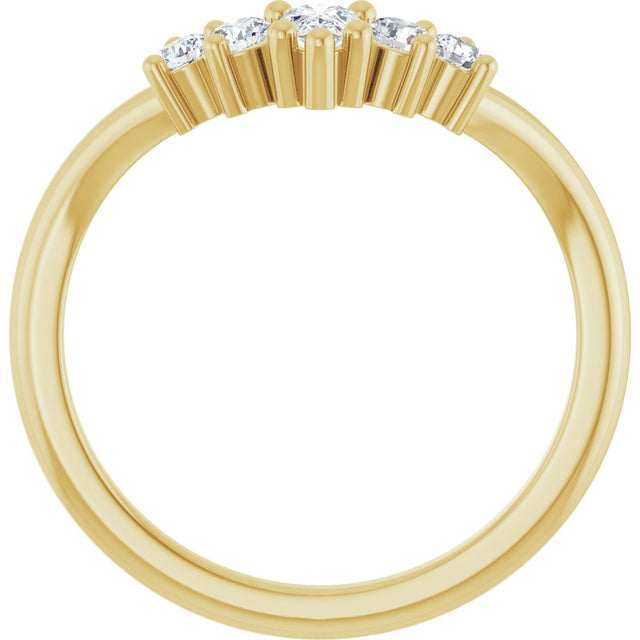 14K Gold Round Natural Diamond Contour Band – 4x3mm - Yellow Gold - view 2