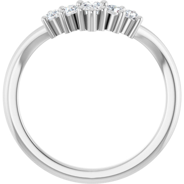 Platinum Round Natural Diamond Contour Band – 4x3mm - view 2