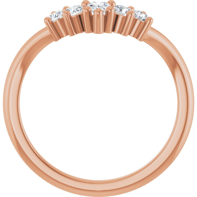 14K Gold Round Natural Diamond Contour Band – 4x3mm - Rose Gold - view 2