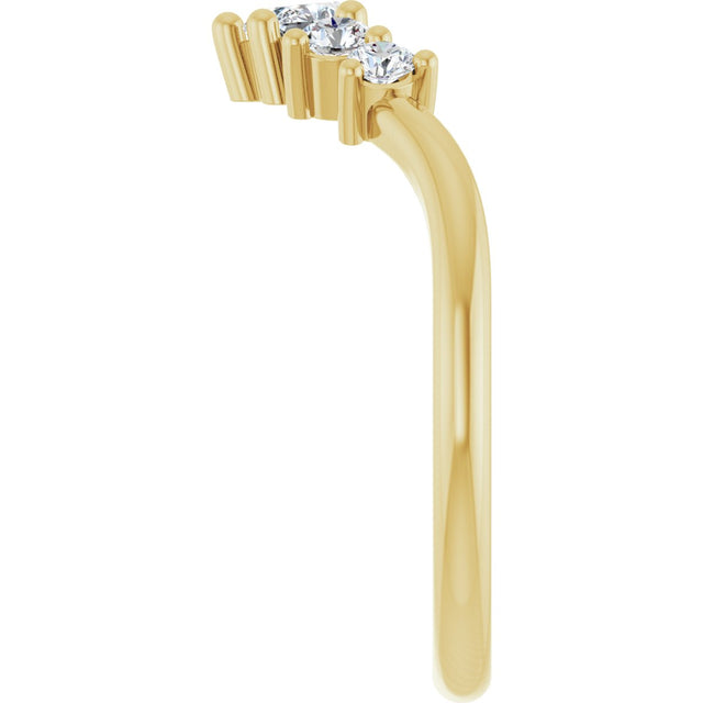 14K Gold Round Natural Diamond Contour Band – 4x3mm - Yellow Gold - view 4