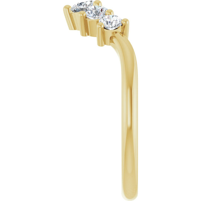 14K Gold Round Natural Diamond Contour Band – 4x3mm - Yellow Gold - view 4