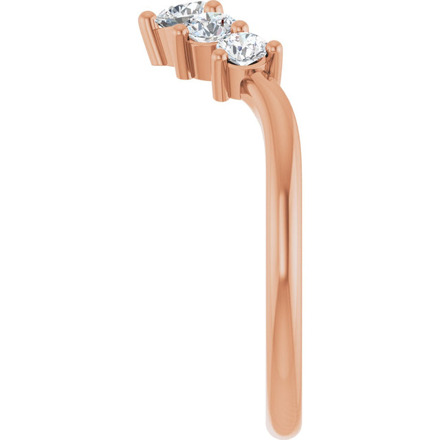 14K Gold Round Natural Diamond Contour Band – 4x3mm - Rose Gold - view 4