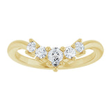 14K Gold Round Natural Diamond Contour Band – 4x3mm - Yellow Gold - view 3