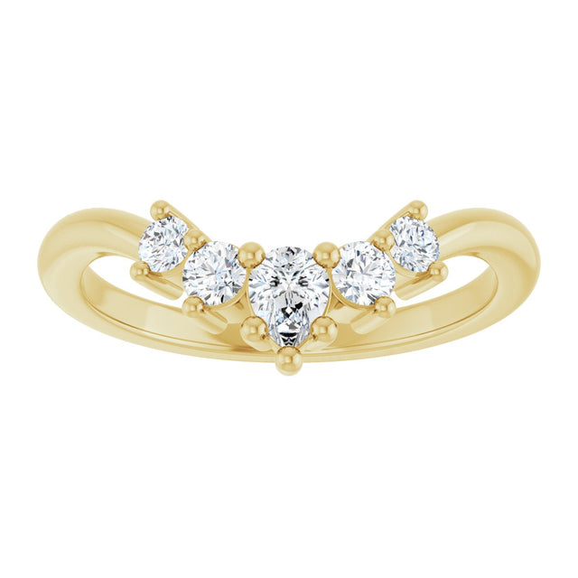 14K Gold Round Natural Diamond Contour Band – 4x3mm - Yellow Gold - view 3