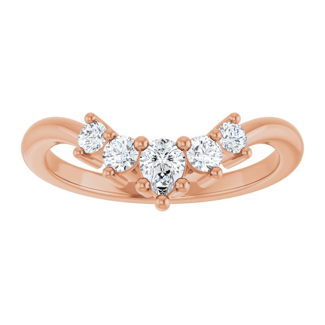 14K Gold Round Natural Diamond Contour Band – 4x3mm - Rose Gold - view 3