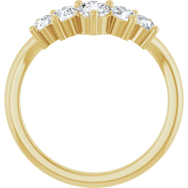 14K Gold Round Natural Diamond Contour Band – 4x3mm - Yellow Gold - view 2