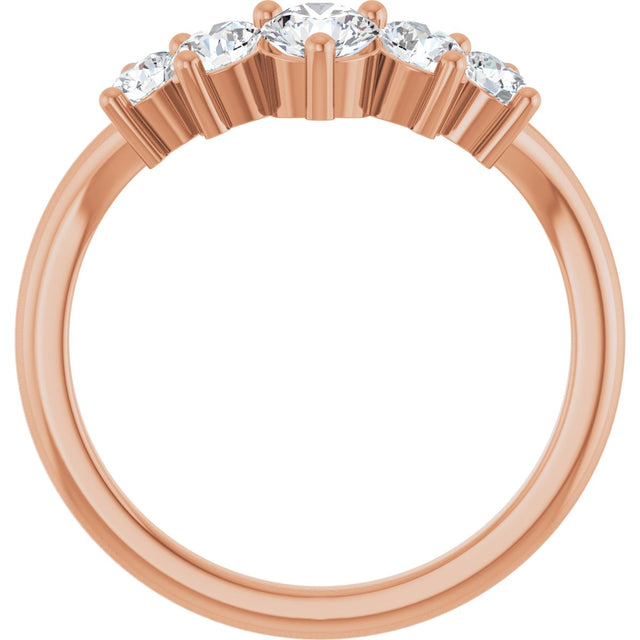 14K Gold Round Natural Diamond Contour Band – 4x3mm - Rose Gold - view 2