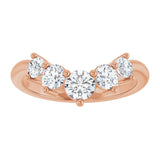 14K Gold Round Natural Diamond Contour Band – 4x3mm - Rose Gold - view 3