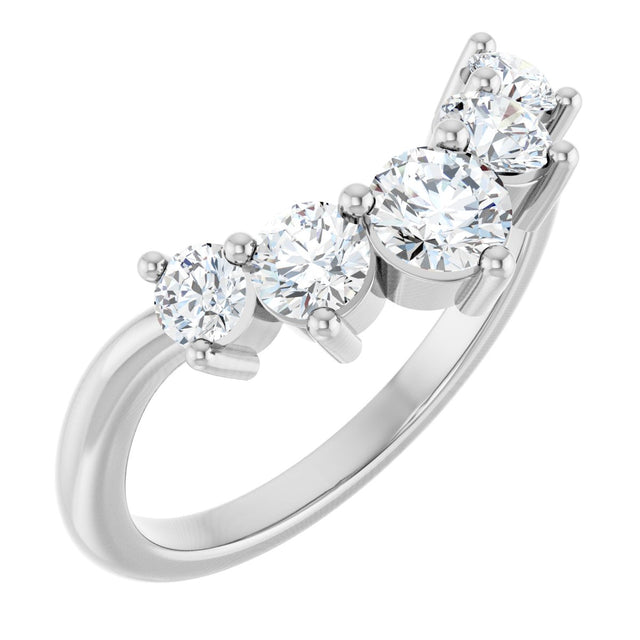 Platinum Round Natural Diamond Contour Band – 4x3mm