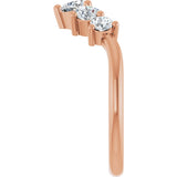 14K Gold Round Natural Diamond Contour Band – 4x3mm - Rose Gold - view 4