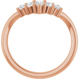14K Gold Round Natural Diamond Contour Band – 4x3mm - Rose Gold - view 2