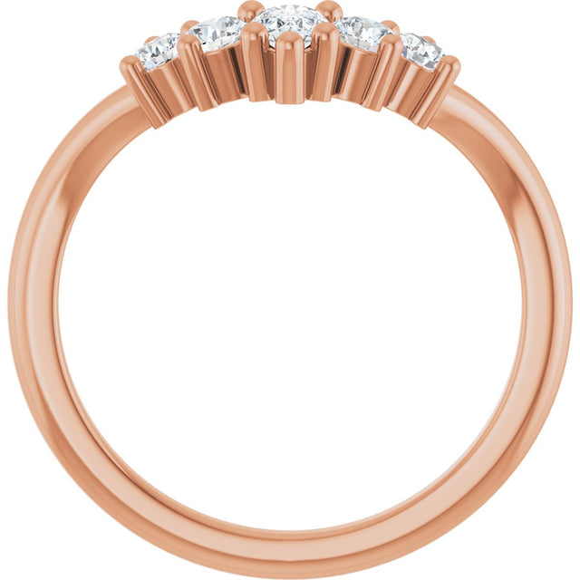 14K Gold Round Natural Diamond Contour Band – 4x3mm - Rose Gold - view 2