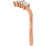 14K Gold Round Natural Diamond Contour Band – 4x3mm - Rose Gold - view 4
