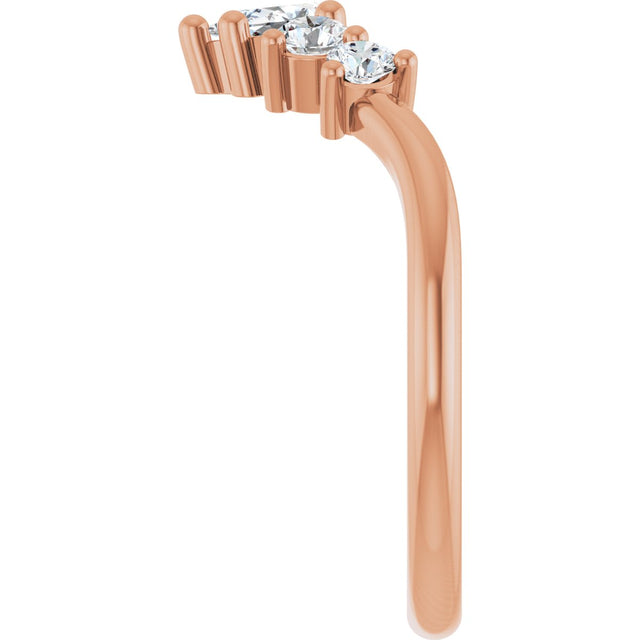 14K Gold Round Natural Diamond Contour Band – 4x3mm - Rose Gold - view 4