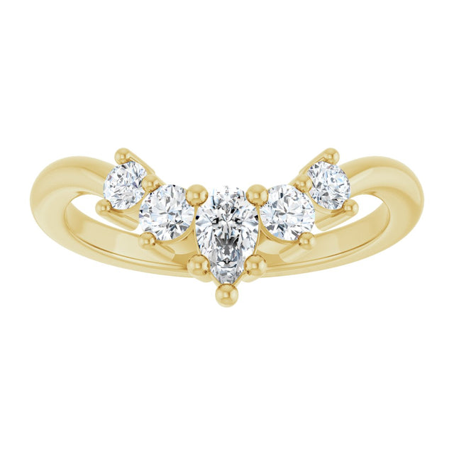 14K Gold Round Natural Diamond Contour Band – 4x3mm - Yellow Gold - view 3