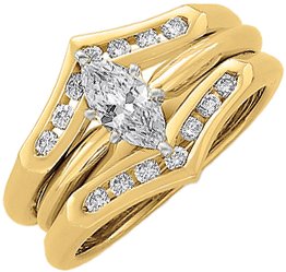 14K Gold Round Natural Diamond Channel-Set Ring Guard - view 3