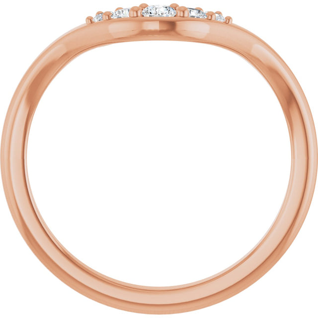 14K Gold Round Lab-Grown Diamond Contour Band - 1/6 CTW - Rose Gold - view 7
