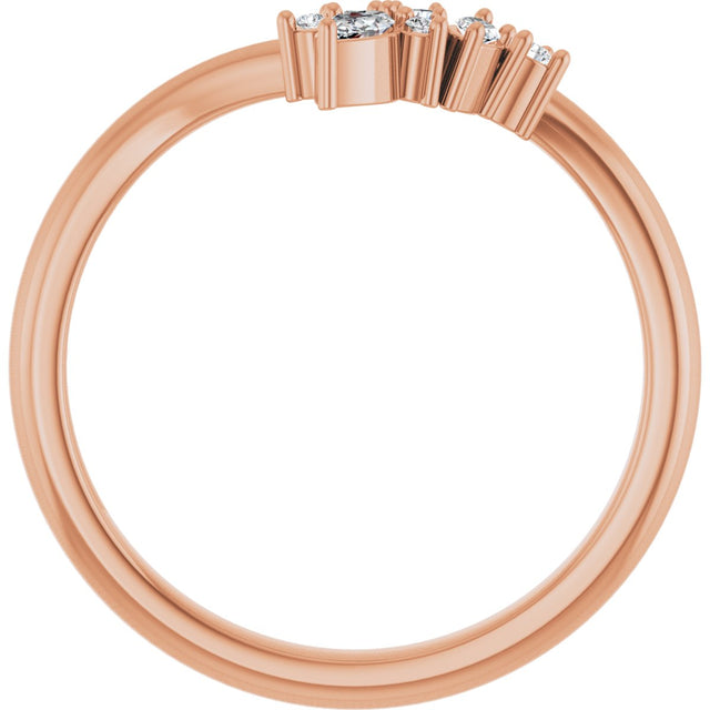 14K Gold Marquise Natural Diamond Contour Band - 1/8 CTW (Style 126926) - Rose Gold - view 7