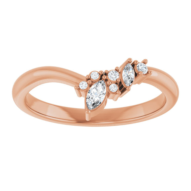 14K Gold Marquise Natural Diamond Contour Band - 1/8 CTW (Style 126926) - Rose Gold - view 8