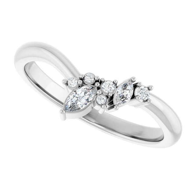 Platinum Marquise Lab-Grown Diamond Contour Band - 1/8 CTW (Style 126926) - view 10