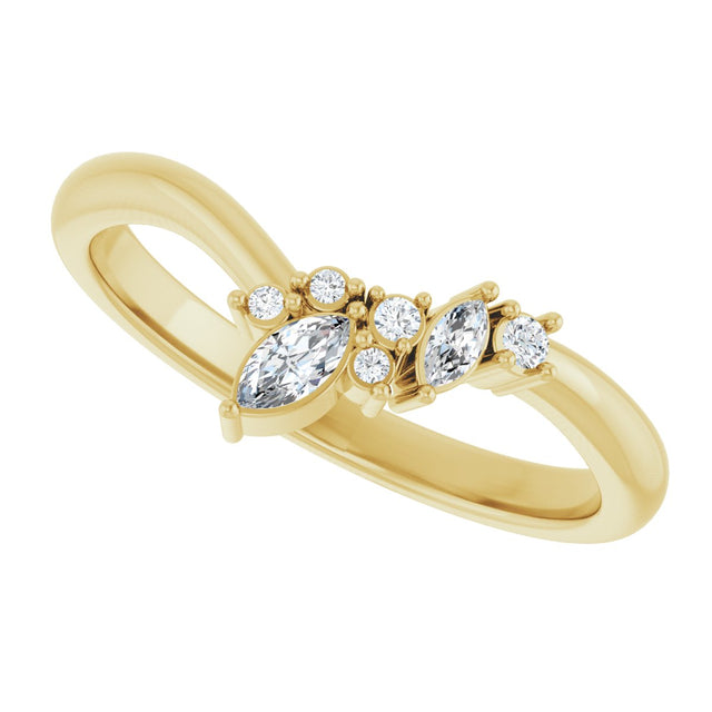 14K Gold Marquise Lab-Grown Diamond Contour Band - 1/8 CTW (Style 126926) - Yellow Gold - view 10