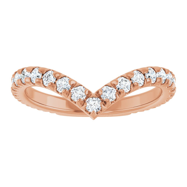14K Gold Round Lab-Grown Diamond Accented Contour Band II - Rose Gold - view 3