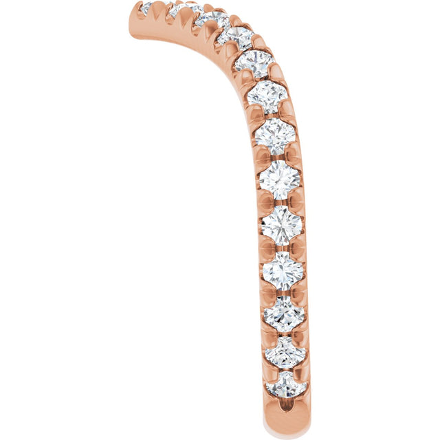 14K Gold Round Lab-Grown Diamond Accented Contour Band II - Rose Gold - view 4