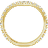 14K Gold Round Natural Diamond Accented Contour Band II - Yellow Gold - view 2