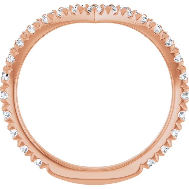 14K Gold Round Lab-Grown Diamond Accented Contour Band II - Rose Gold - view 2