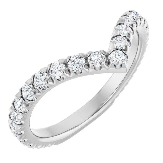 14K Gold Round Lab-Grown Diamond Accented Contour Band II - White Gold