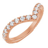 14K Gold Round Natural Diamond Accented Contour Band II - Rose Gold