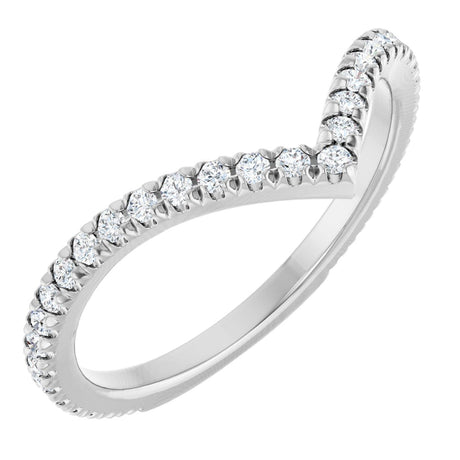 14K Gold Round Lab-Grown Diamond Accented Contour Band II - White Gold