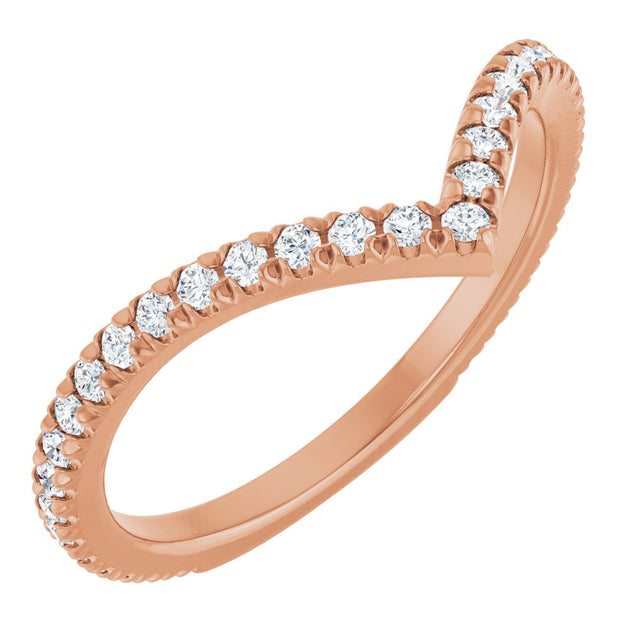 14K Gold Round Lab-Grown Diamond Accented Contour Band II - Rose Gold