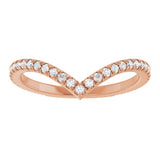 14K Gold Round Natural Diamond Accented Contour Band II - Rose Gold - view 3