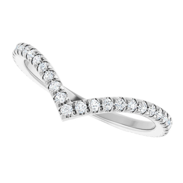 14K Gold Round Lab-Grown Diamond Accented Contour Band II - White Gold - view 5