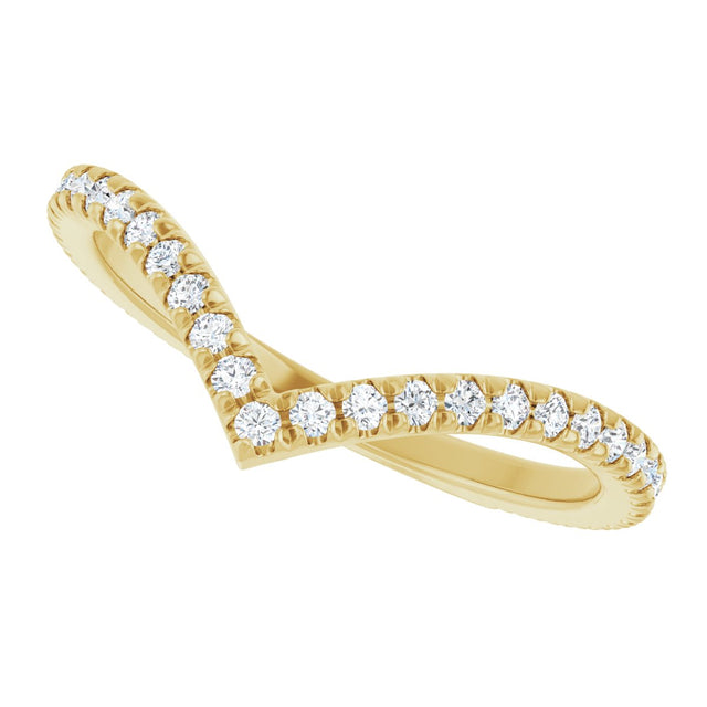 14K Gold Round Lab-Grown Diamond Accented Contour Band II - Yellow Gold - view 5