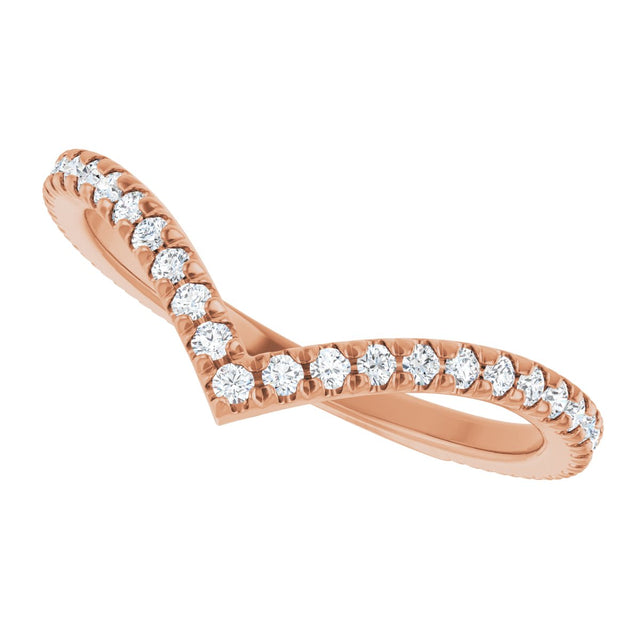 14K Gold Round Lab-Grown Diamond Accented Contour Band II - Rose Gold - view 5