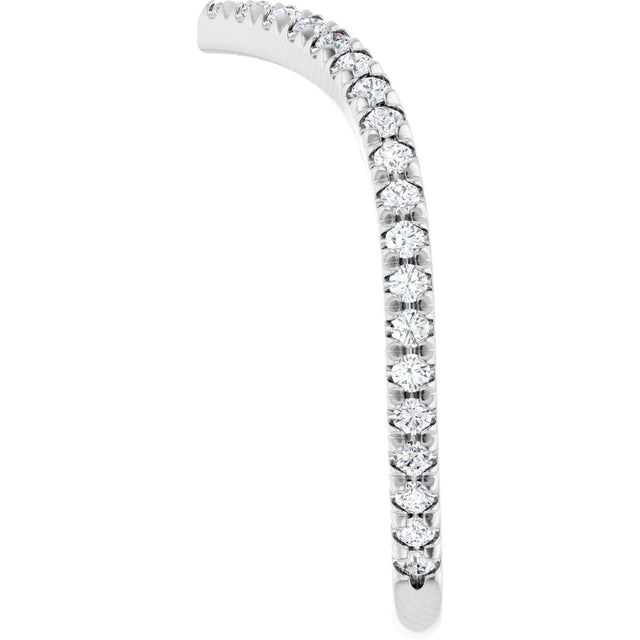14K Gold Round Natural Diamond Accented Contour Band II - White Gold - view 4