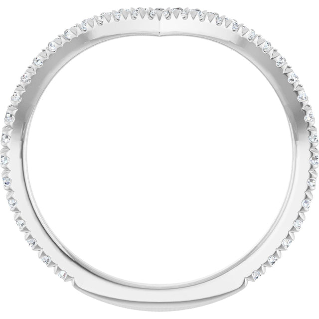 14K Gold Round Lab-Grown Diamond Accented Contour Band II - White Gold - view 2