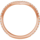 14K Gold Round Lab-Grown Diamond Accented Contour Band II - Rose Gold - view 2