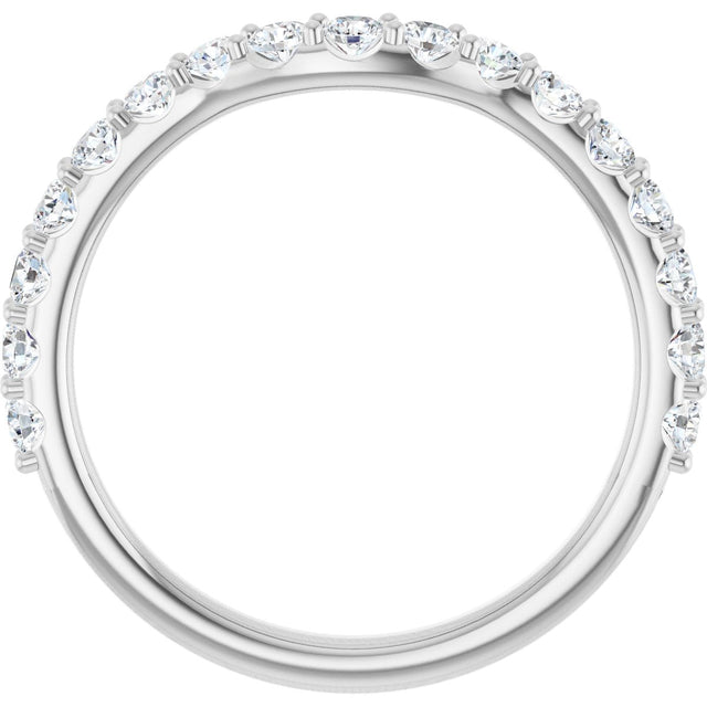 14K Gold Round Lab-Grown Diamond Accented Contour Band – 1.1-2.5mm Stones - White Gold - view 2