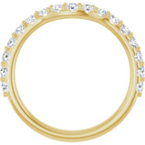 14K Gold Round Lab-Grown Diamond Accented Contour Band – 1.1-2.5mm Stones - Yellow Gold - view 2