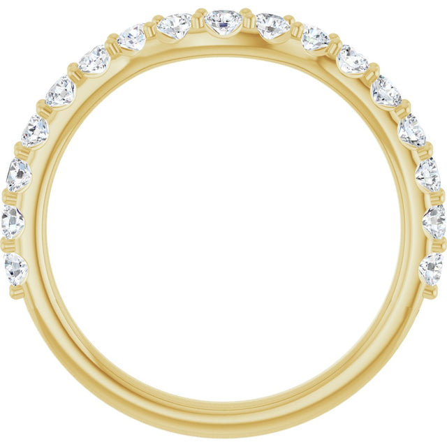 14K Gold Round Lab-Grown Diamond Accented Contour Band – 1.1-2.5mm Stones - Yellow Gold - view 2