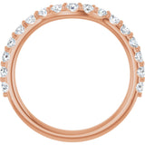 14K Gold Round Lab-Grown Diamond Accented Contour Band – 1.1-2.5mm Stones - Rose Gold - view 2