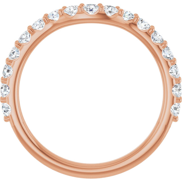 14K Gold Round Lab-Grown Diamond Accented Contour Band – 1.1-2.5mm Stones - Rose Gold - view 2
